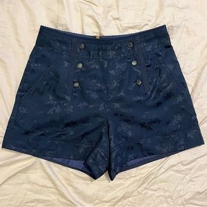 Marc by Marc Jacob’s Sailor Floral Silk Navy High Waist Shorts Size 4